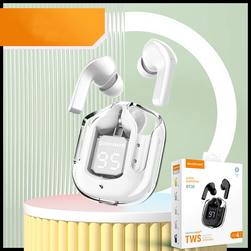 Mini Transparent Wireless Earbuds – ENC Noise Reduction & Digital Display