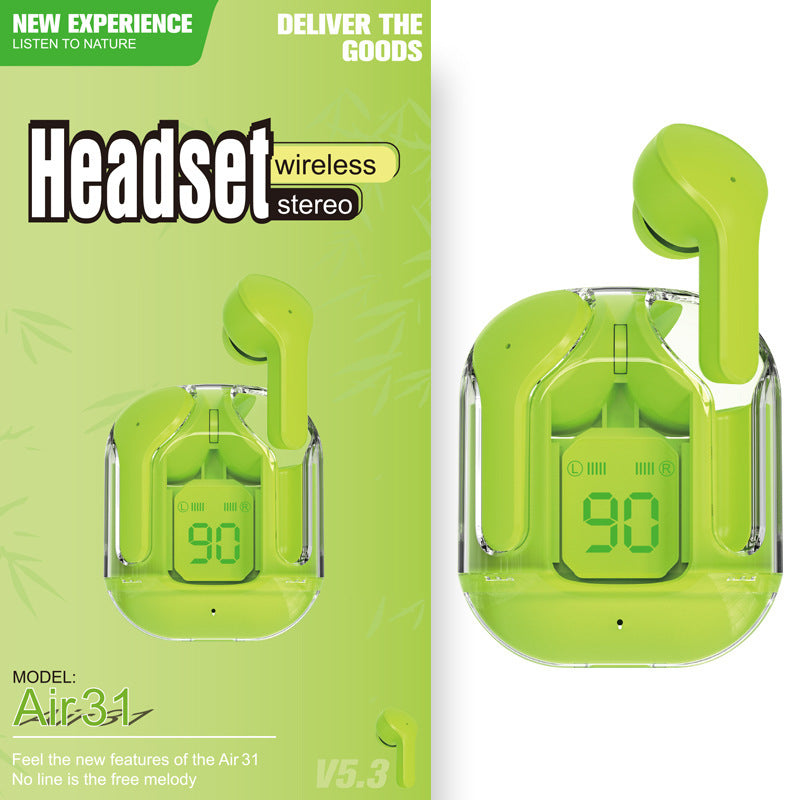 Mini Transparent Wireless Earbuds – ENC Noise Reduction & Digital Display
