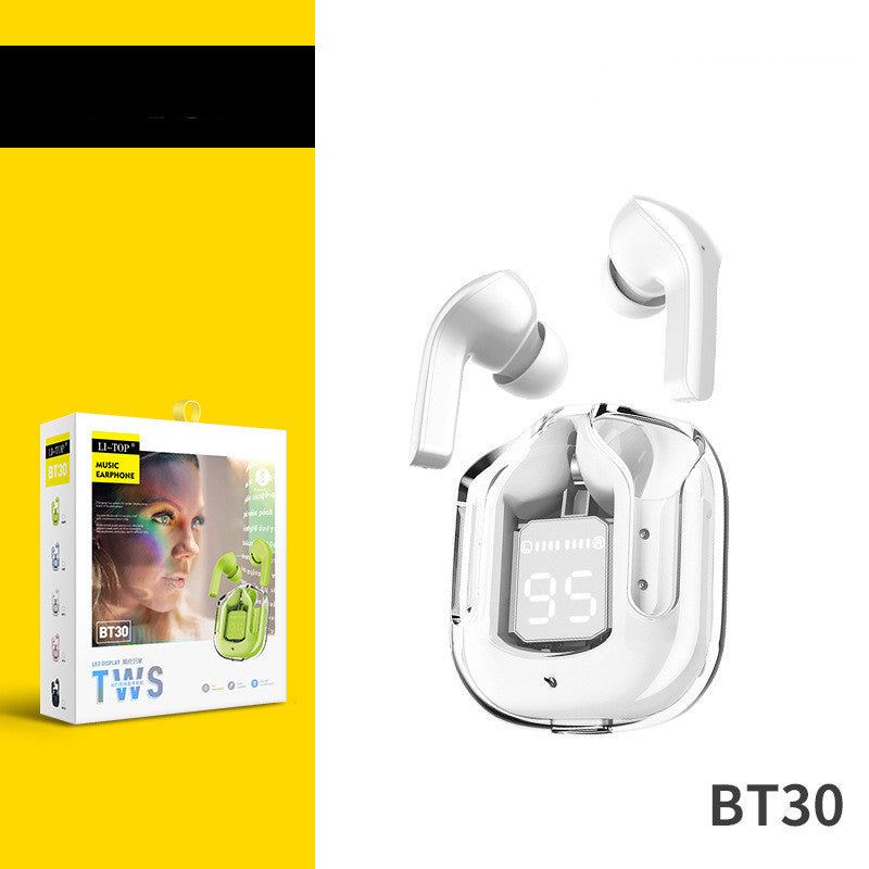 Mini Transparent Wireless Earbuds – ENC Noise Reduction & Digital Display