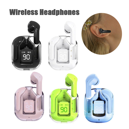 Mini Transparent Wireless Earbuds – ENC Noise Reduction & Digital Display