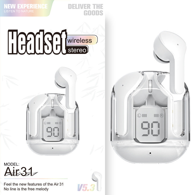 Mini Transparent Wireless Earbuds – ENC Noise Reduction & Digital Display
