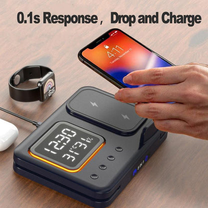 5-in-1 Wireless Charging Dock with LED Alarm Clock