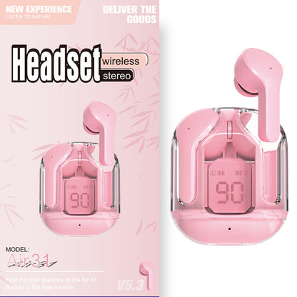 Mini Transparent Wireless Earbuds – ENC Noise Reduction & Digital Display