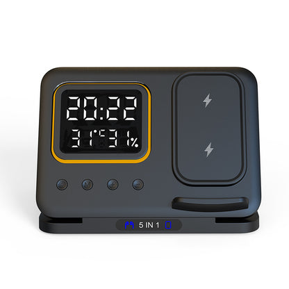 5-in-1 Wireless Charging Dock with LED Alarm Clock
