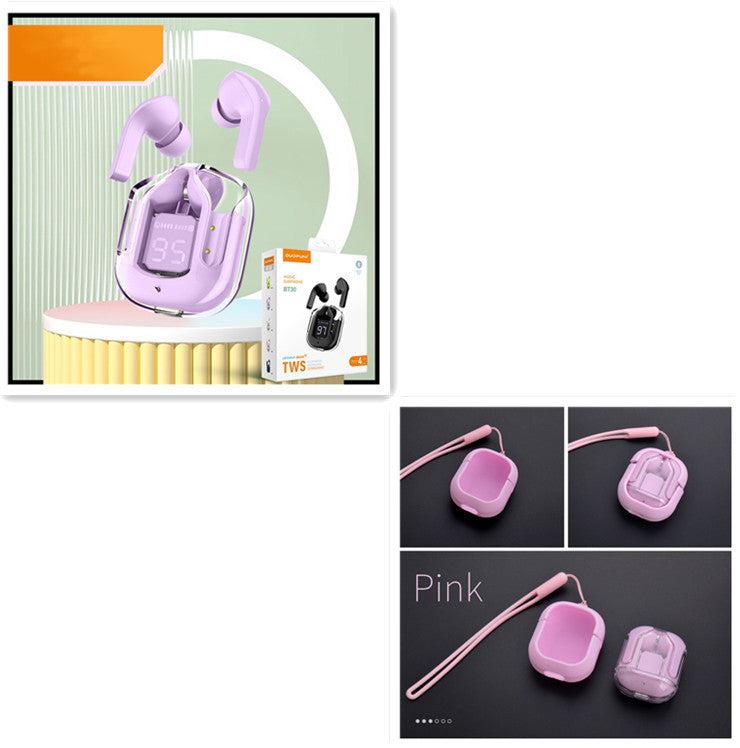 Mini Transparent Wireless Earbuds – ENC Noise Reduction & Digital Display