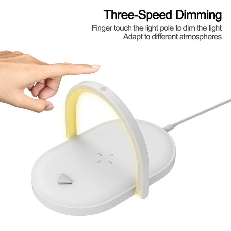 3-in-1 Foldable Wireless Charger with LED Night Light & Table Lamp – 15W Fast Charging