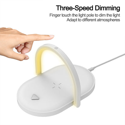 3-in-1 Foldable Wireless Charger with LED Night Light & Table Lamp – 15W Fast Charging