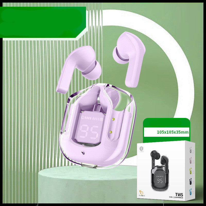 Mini Transparent Wireless Earbuds – ENC Noise Reduction & Digital Display