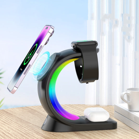 4-in-1 Magnetic Wireless Charging Station with Atmosphere Light