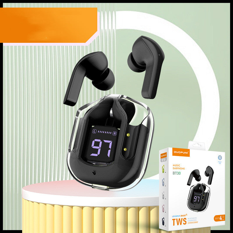 Mini Transparent Wireless Earbuds – ENC Noise Reduction & Digital Display