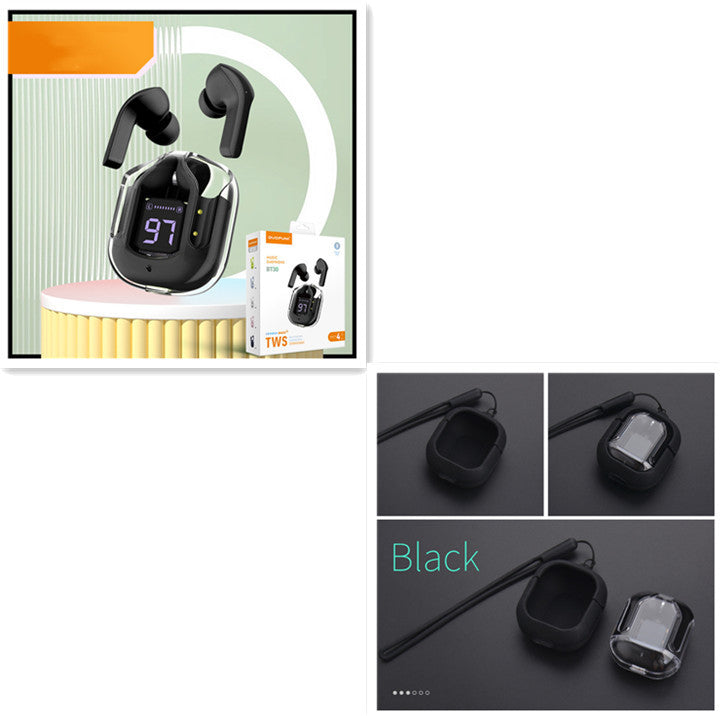 Mini Transparent Wireless Earbuds – ENC Noise Reduction & Digital Display