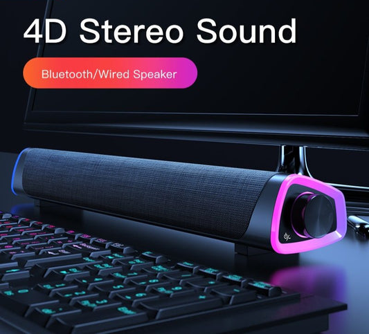 4D Bluetooth Computer Speaker Bar – Stereo Sound with Subwoofer