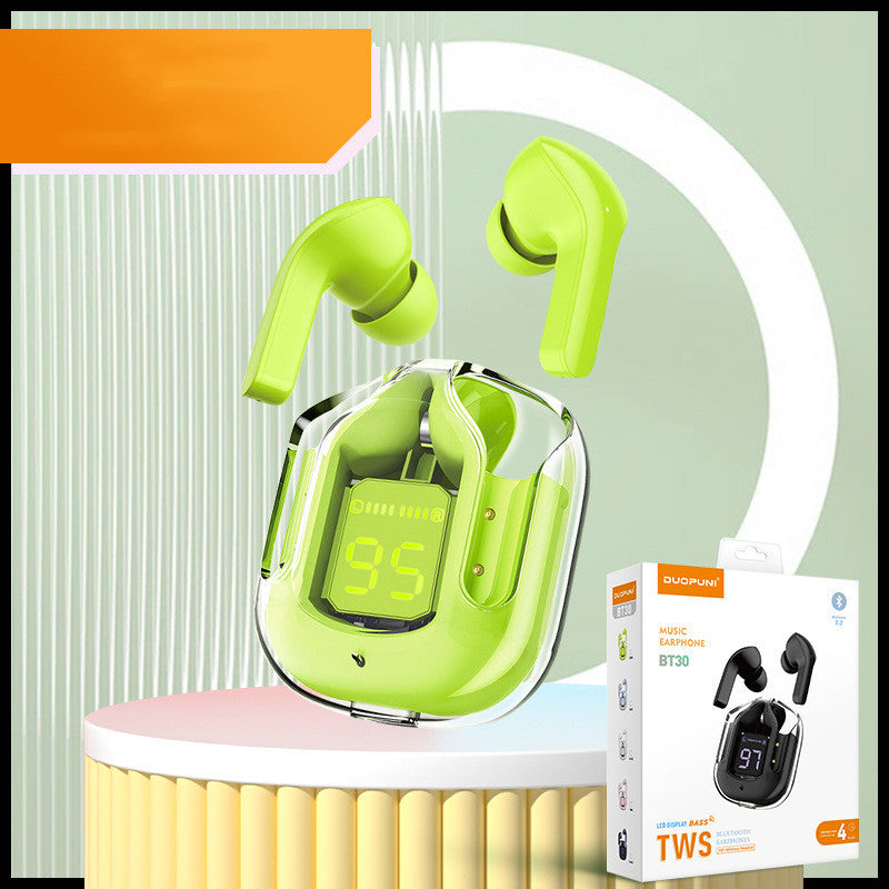 Mini Transparent Wireless Earbuds – ENC Noise Reduction & Digital Display