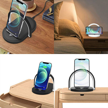 3-in-1 Foldable Wireless Charger with LED Night Light & Table Lamp – 15W Fast Charging