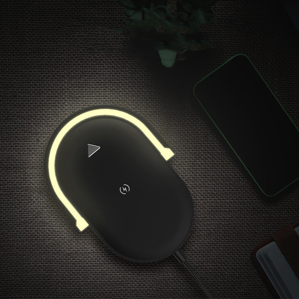 3-in-1 Foldable Wireless Charger with LED Night Light & Table Lamp – 15W Fast Charging