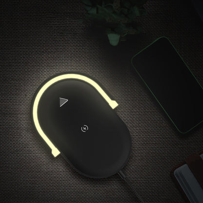 3-in-1 Foldable Wireless Charger with LED Night Light & Table Lamp – 15W Fast Charging
