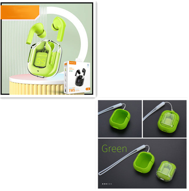 Mini Transparent Wireless Earbuds – ENC Noise Reduction & Digital Display